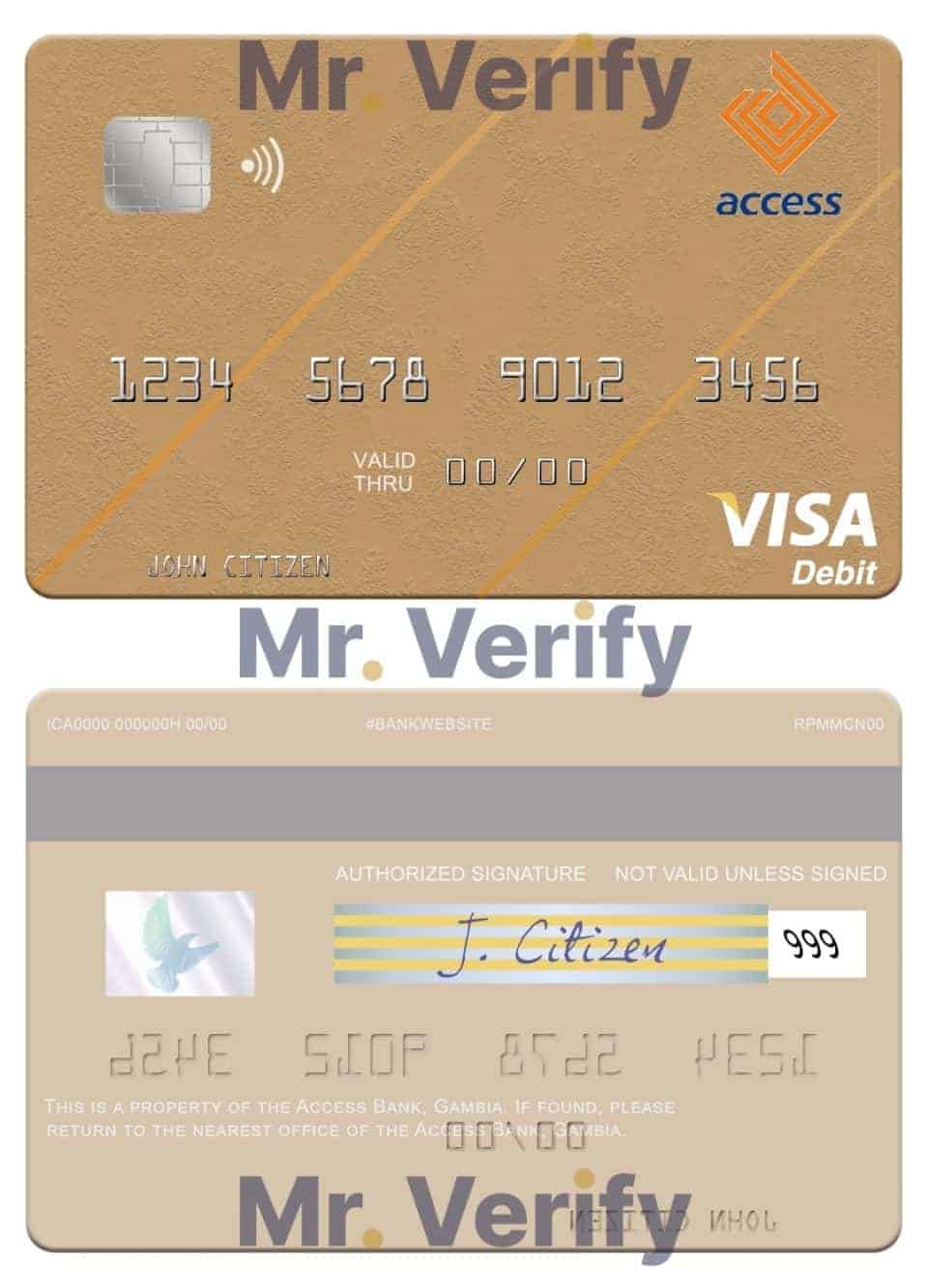 Editable Gambia Access Bank visa debit card Templates in PSD Format