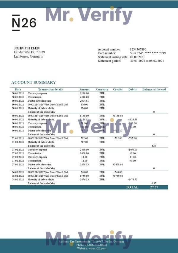 Turkey Bankasi bank statement, Word and PDF template, 2 pages