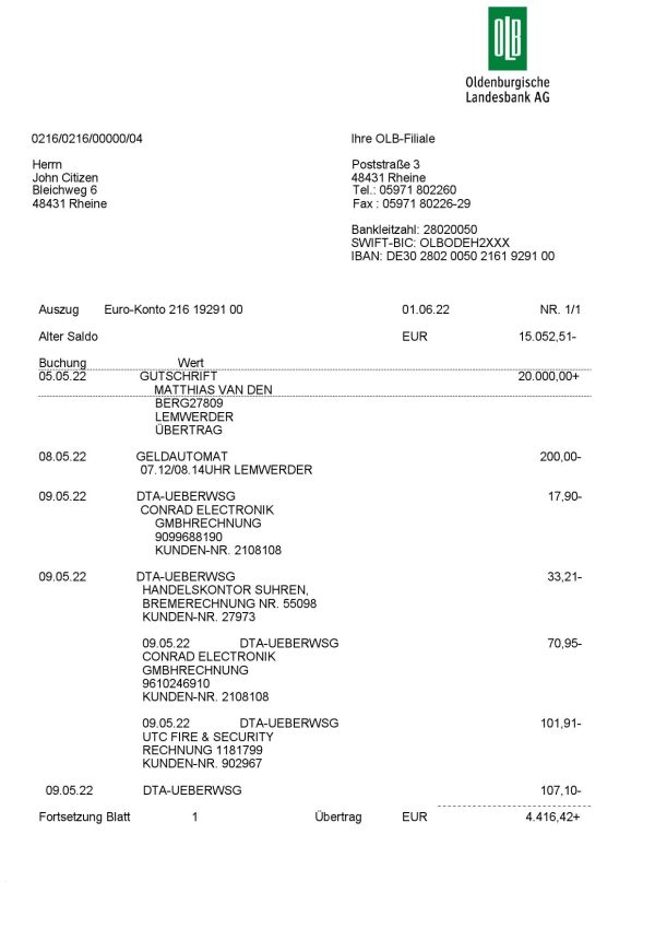 USA Bank of New York Mellon proof of address bank statement template in Word and PDF format (.doc and .pdf)