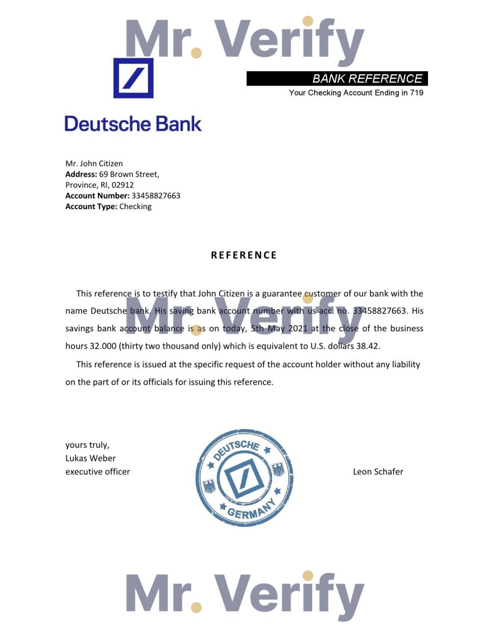 Download Germany Deutsche Bank Reference Letter Templates | Editable Word