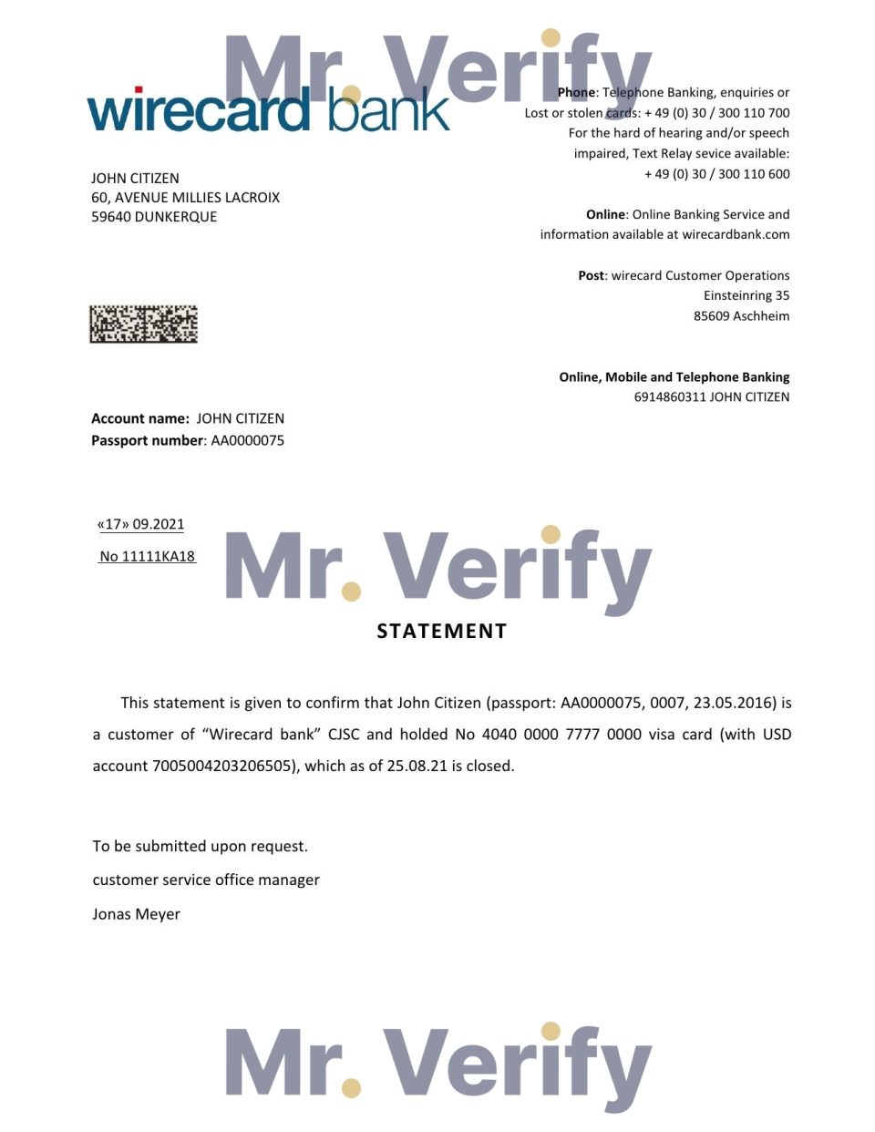 Download Germany Wirecard Bank Reference Letter Templates | Editable Word