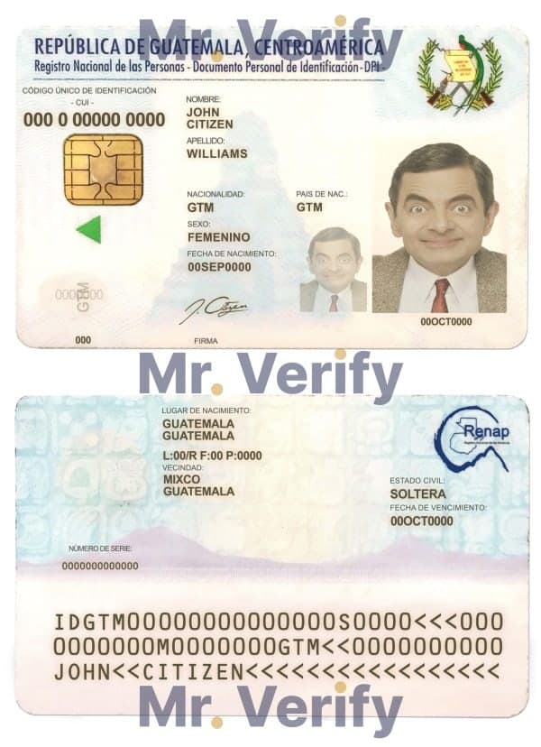Guatemala ID template in PSD format, fully editable
