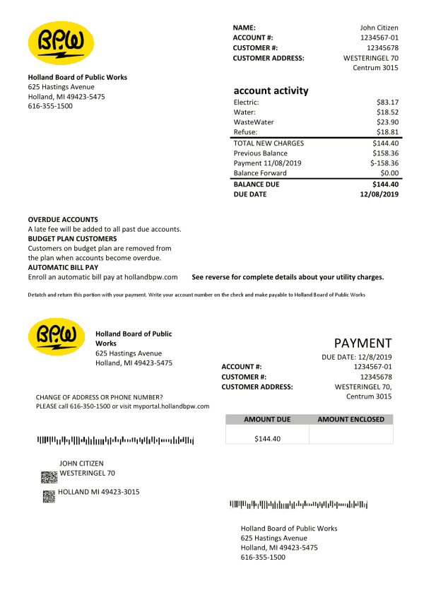 Netherlands BPW utility bill template in Word and PDF format