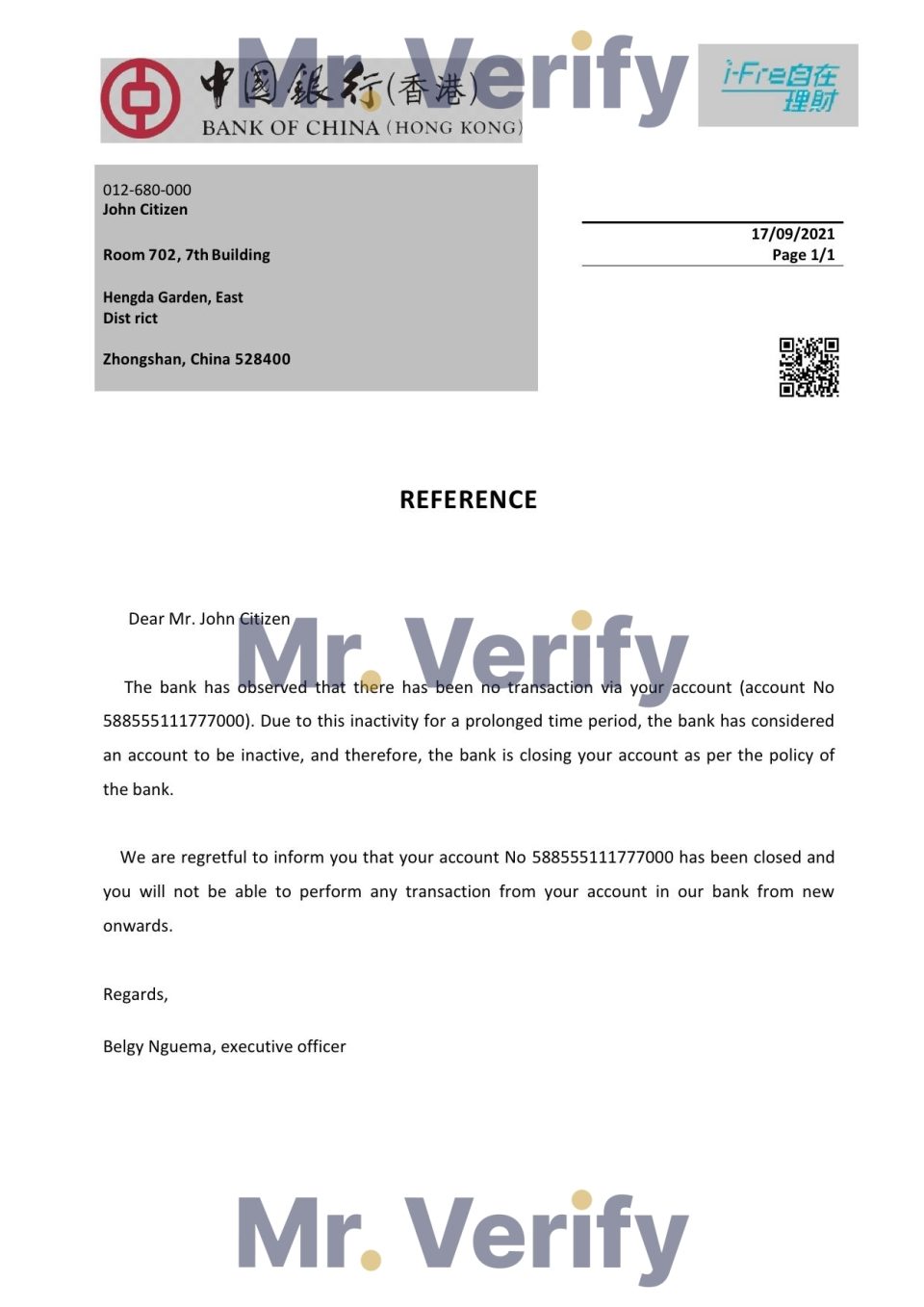 Download Hong Kong Bank of China Bank Reference Letter Templates | Editable Word