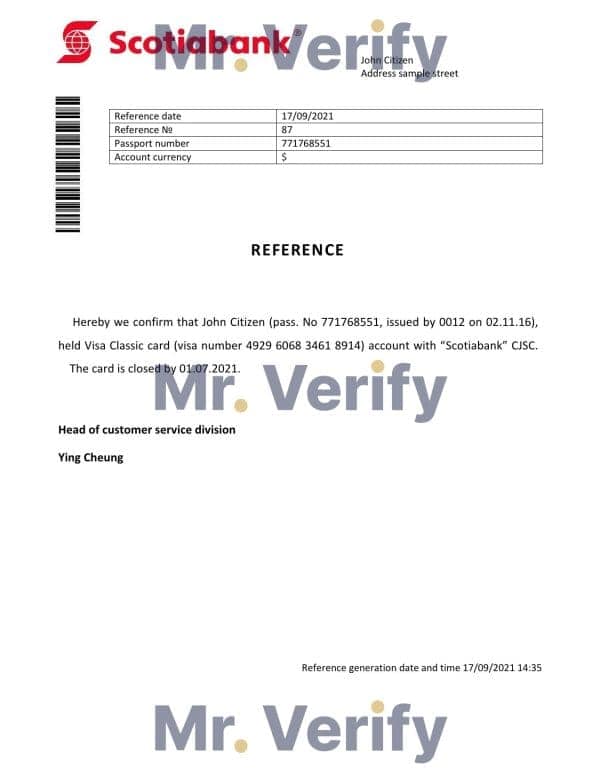 Download Hong Kong Scotiabank Bank Reference Letter Templates | Editable Word