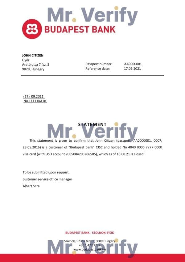 Download Hungary Budapest Bank Reference Letter Templates | Editable Word
