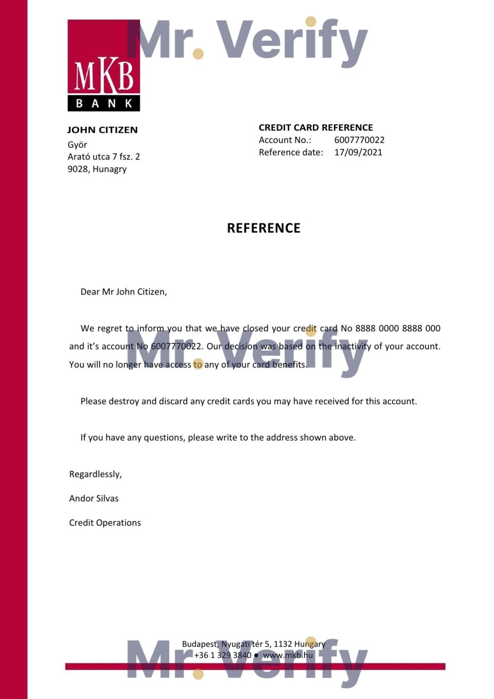 Download Hungary MKB Bank Reference Letter Templates | Editable Word