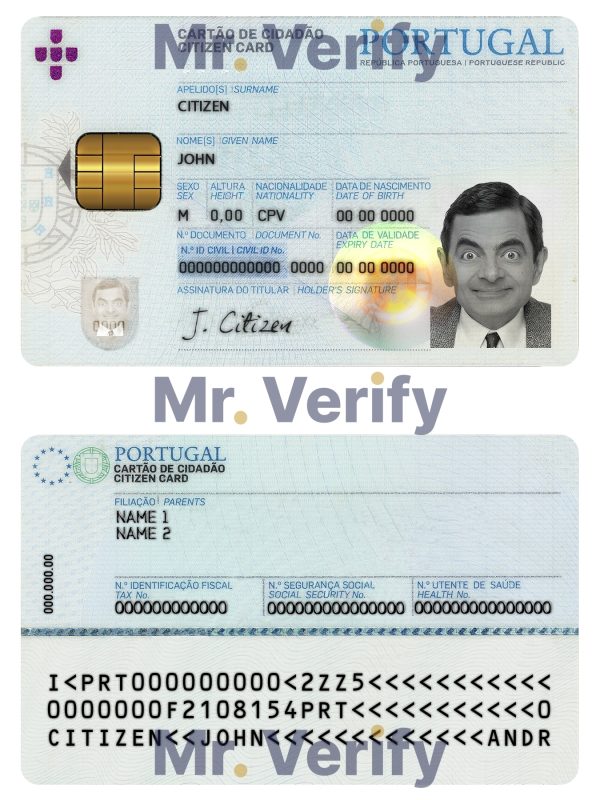 Portugal ID template in PSD format
