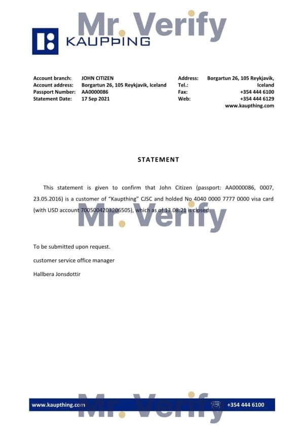 Download Iceland Kaupthing Bank Reference Letter Templates | Editable Word