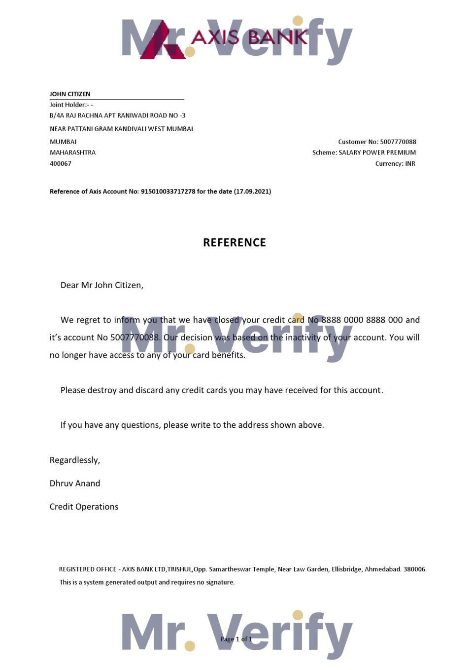 Download India Axis Bank Reference Letter Templates | Editable Word