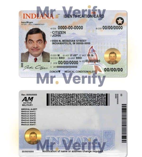 USA Indiana state ID template in PSD format, fully editable