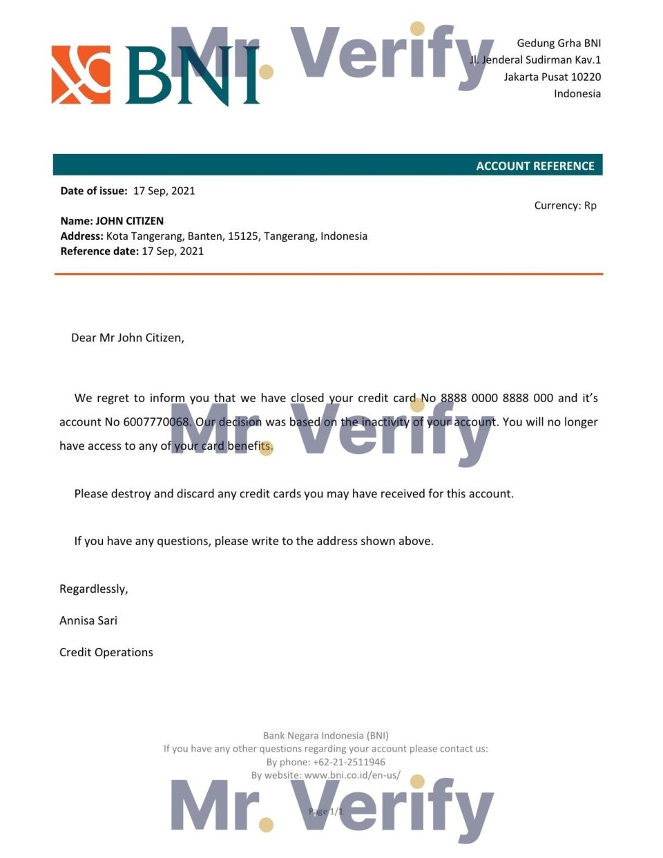 Download Indonesia Negara Bank Reference Letter Templates | Editable Word