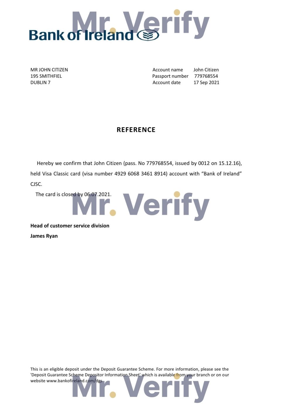 Download Ireland Bank of Ireland Bank Reference Letter Templates | Editable Word
