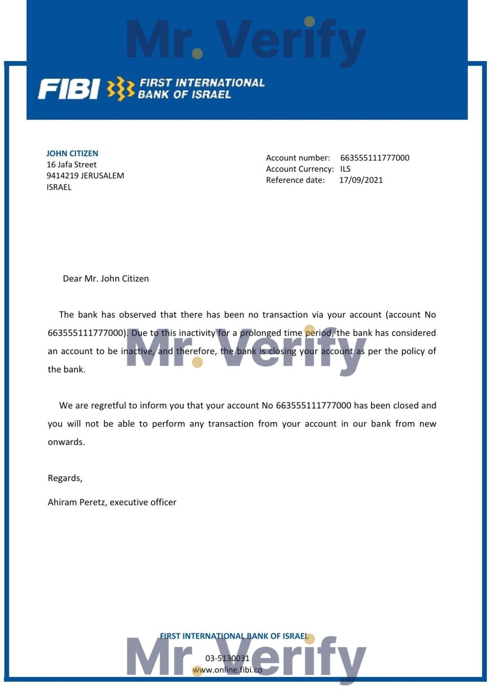 Download Israel First International Bank Reference Letter Templates | Editable Word