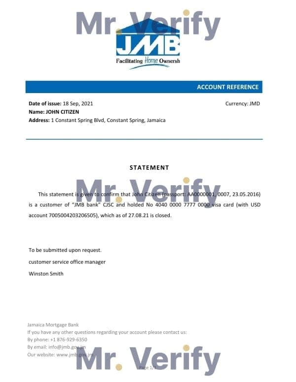 Download Jamaica Mortgage Bank Reference Letter Templates | Editable Word