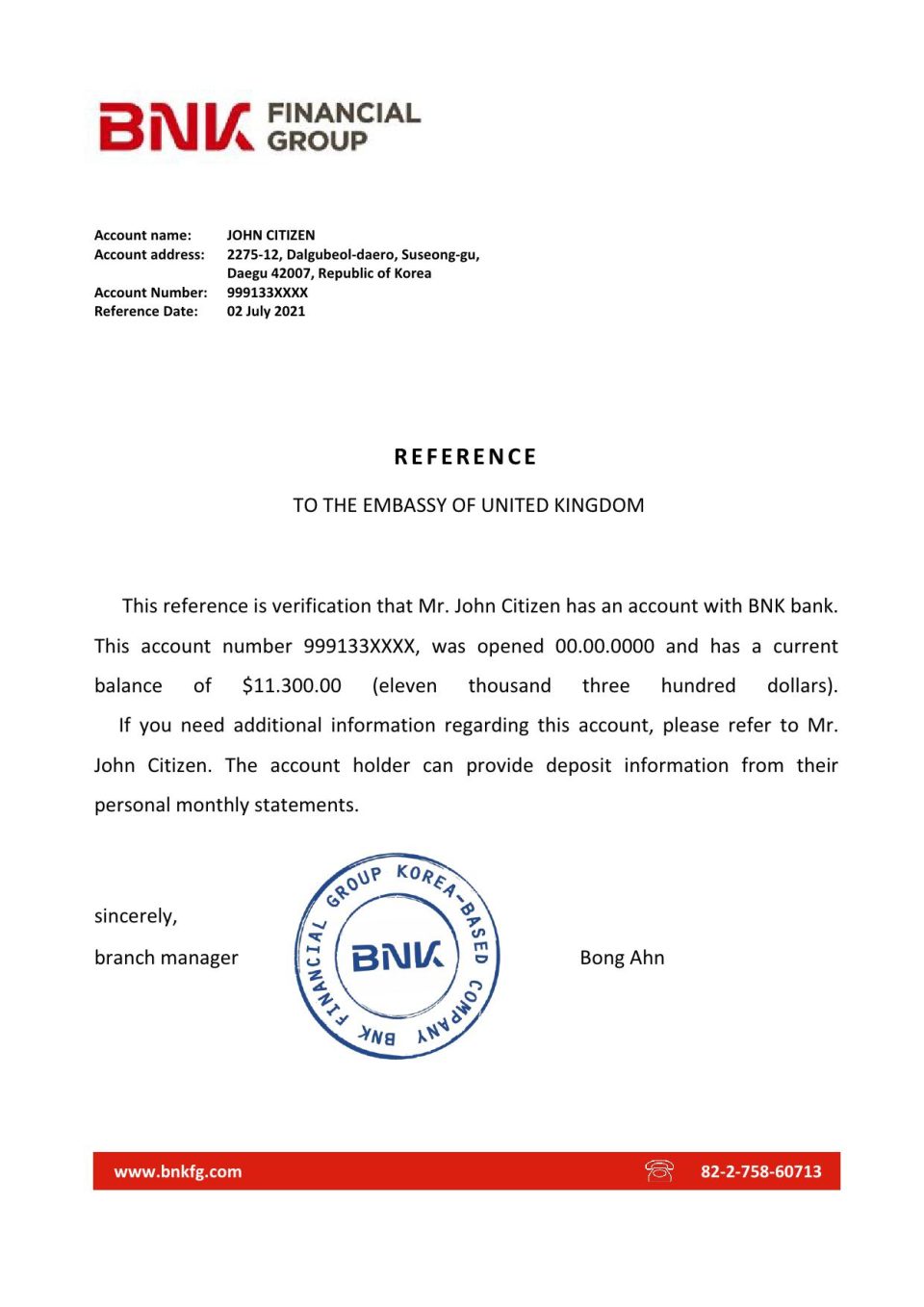 Download Korea BNK Bank Reference Letter Templates | Editable Word