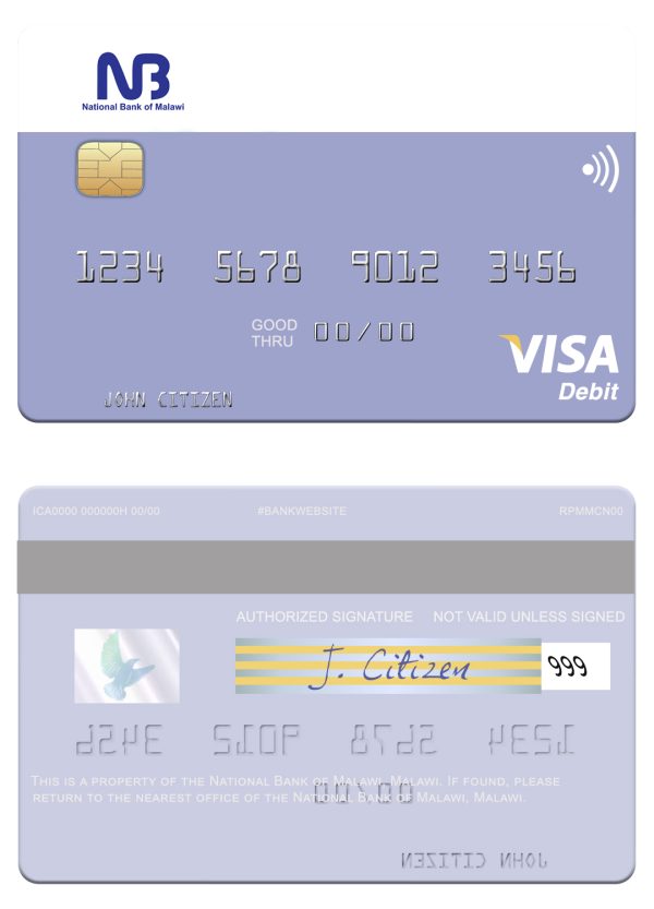 Fillable Malawi National Bank visa card Templates | Layer-Based PSD