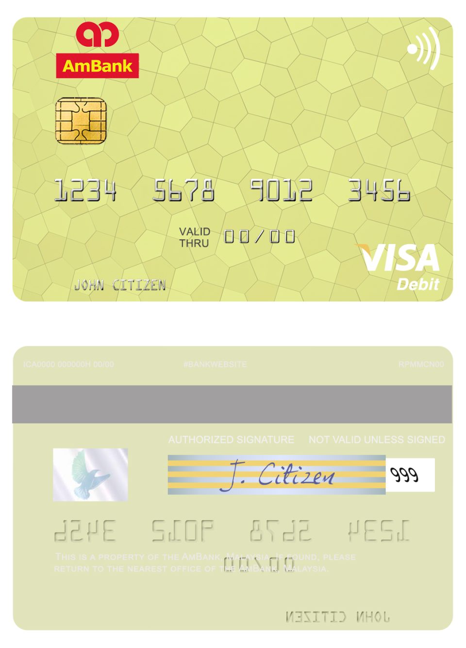 Fillable Malaysia AmBank visa credit card Templates | Layer-Based PSD