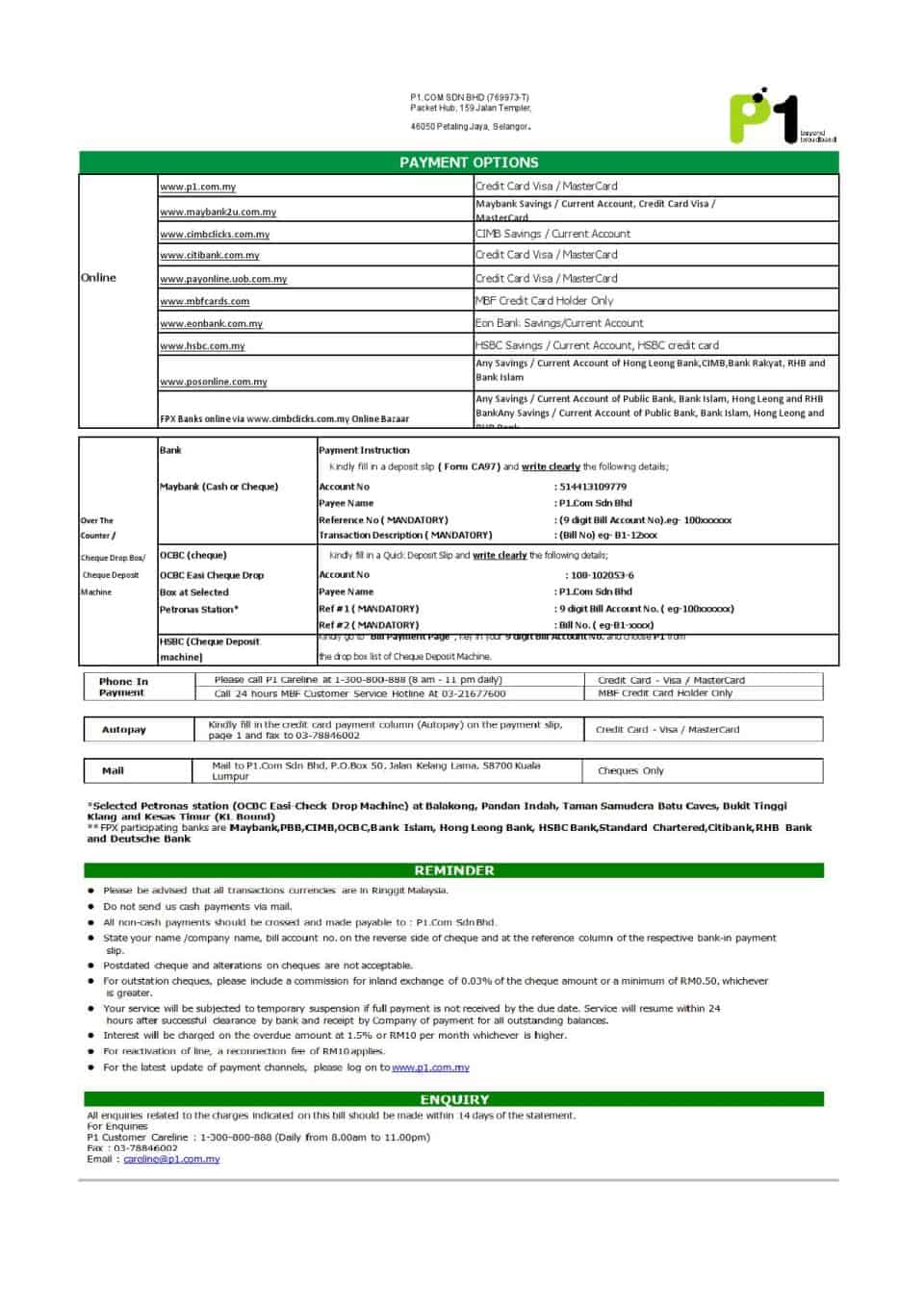 Malaysia Packet 1 Network bank statement template in Excel and PDF format (3 pages)