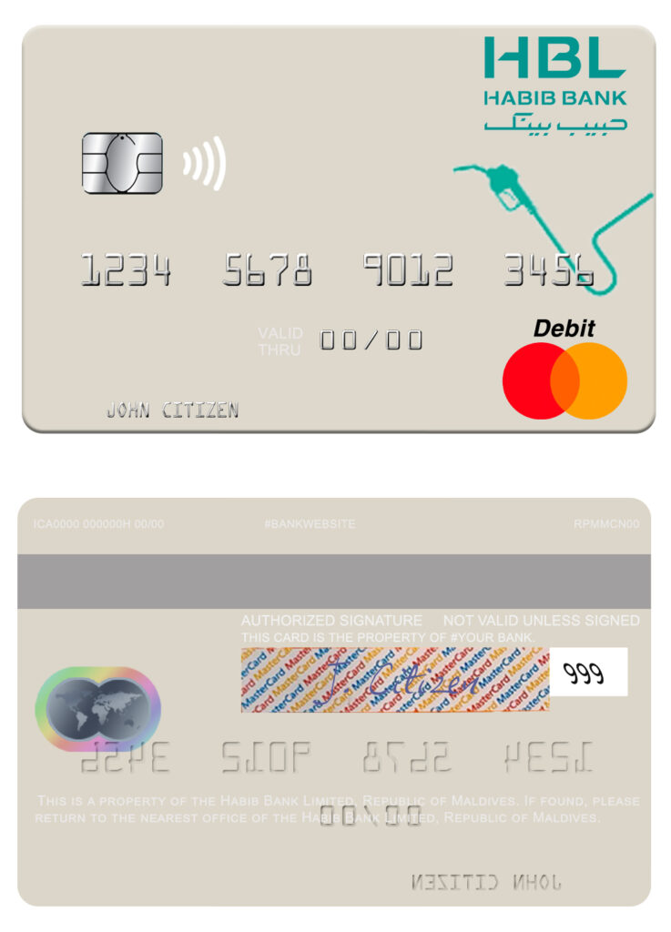 Editable Maldives Habib Bank Limited mastercard credit card Templates in PSD Format