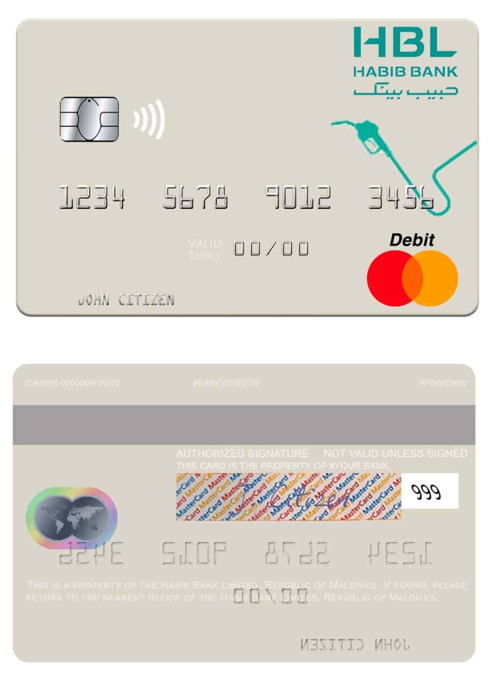 Editable Maldives Habib Bank Limited mastercard credit card Templates in PSD Format