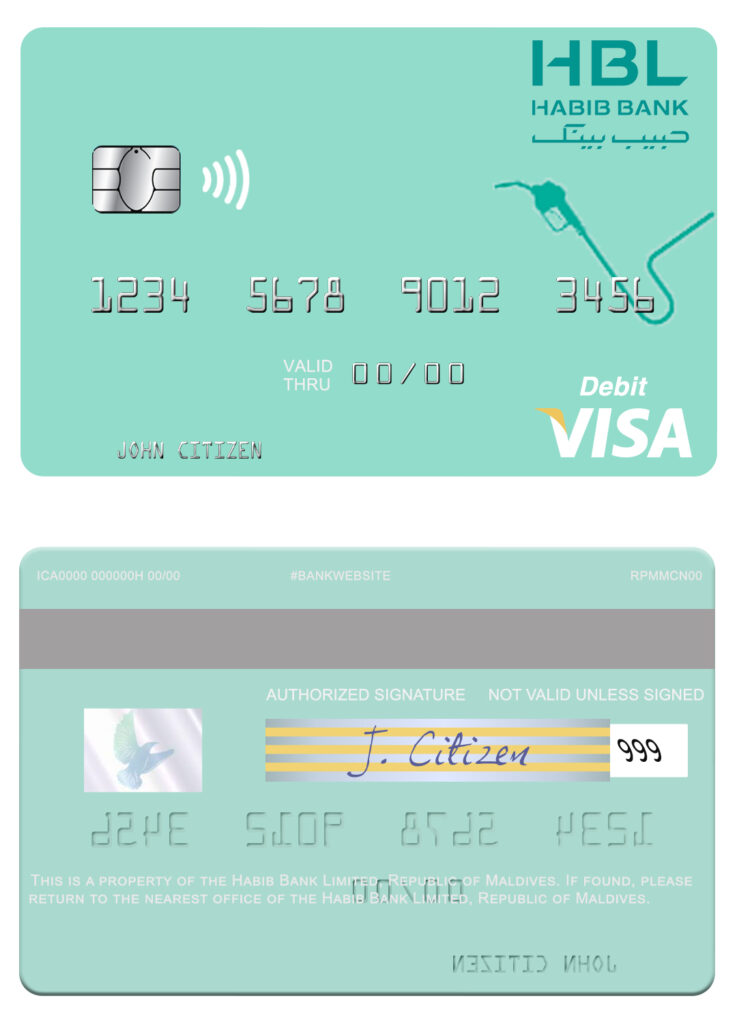 Fillable Maldives Habib Bank Limited visa card Templates | Layer-Based PSD