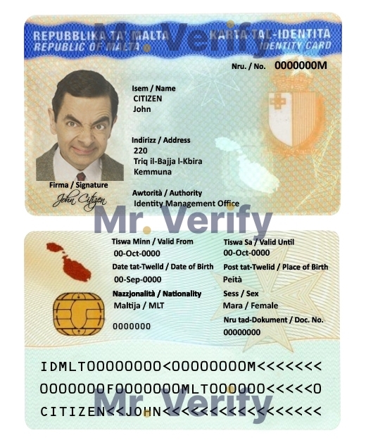 Malta ID template in PSD format, fully editable