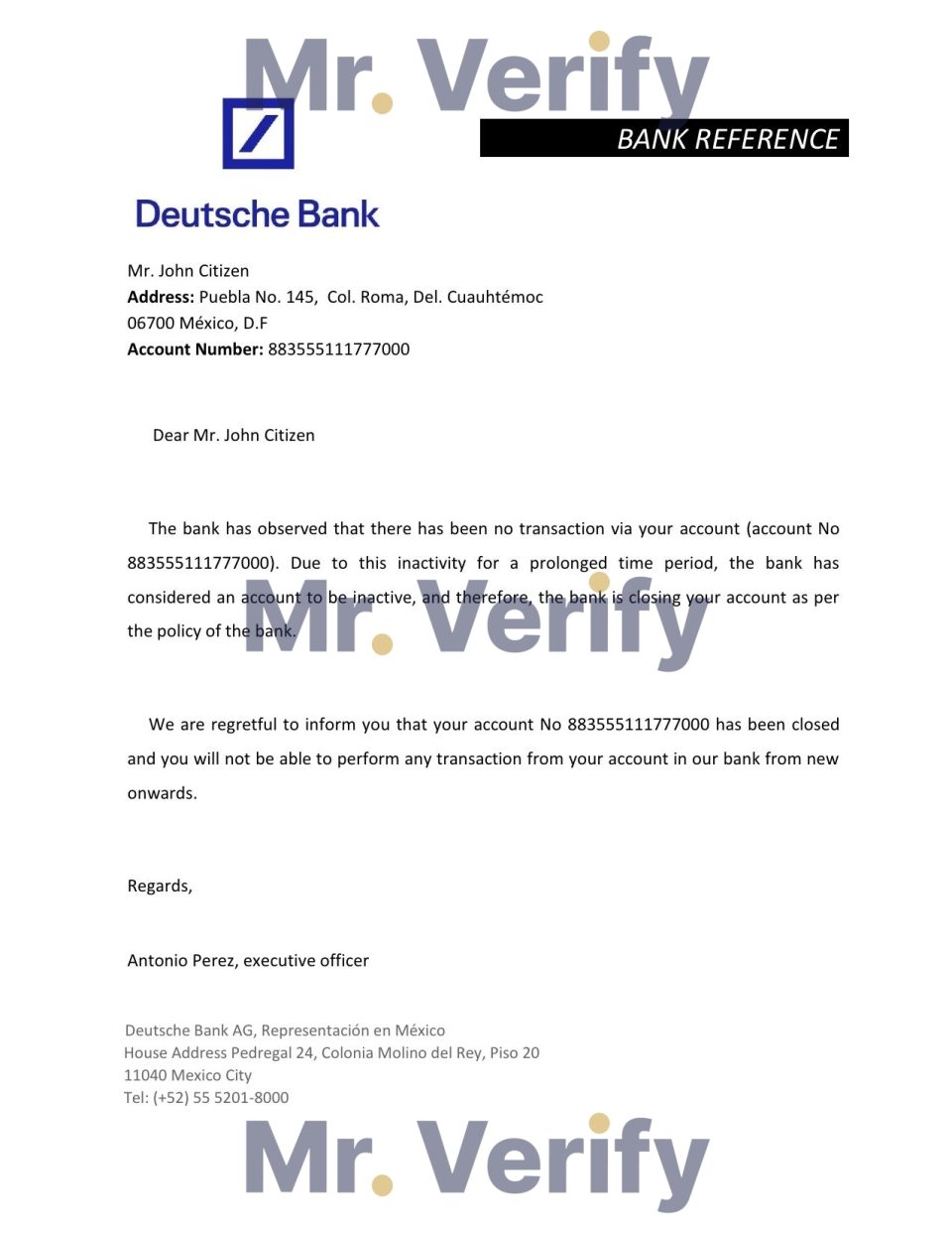 Download Mexico Deutsche Bank Reference Letter Templates | Editable Word