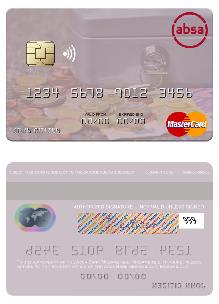 Fillable Mozambique Absa Bank Mozambique mastercard Templates | Layer-Based PSD