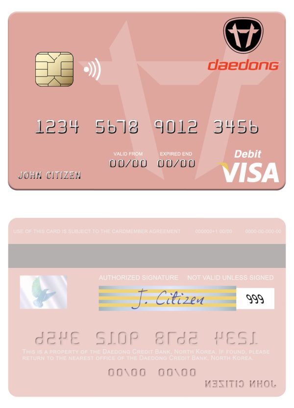 North Korea Daedong Credit Bank visa debit card 600x833 - Cart