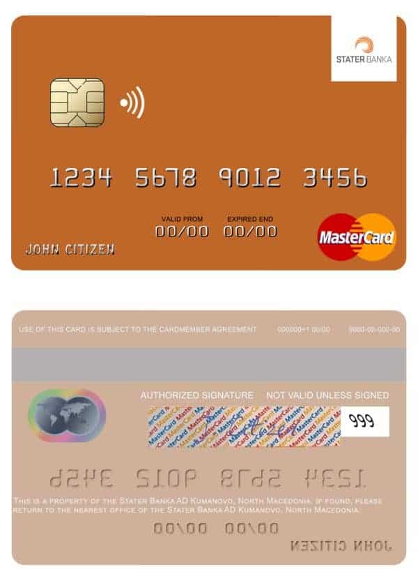 Editable North Macedonia Stater Banka AD Kumanovo mastercard Templates in PSD Format