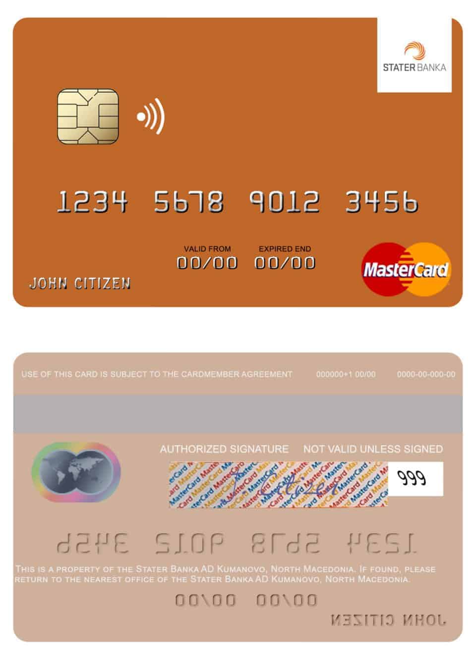 Editable North Macedonia Stater Banka AD Kumanovo mastercard Templates in PSD Format