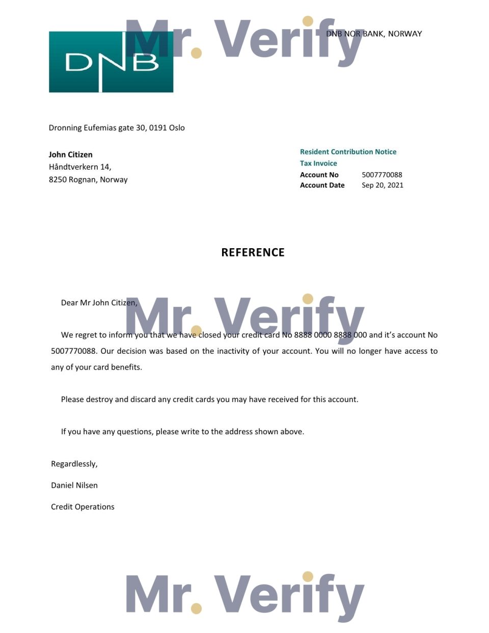 Download Norway DNB Nor Bank Reference Letter Templates | Editable Word