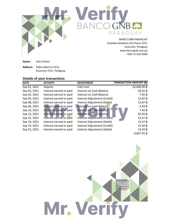 Nigeria Fidelity bank statement, Word and PDF template