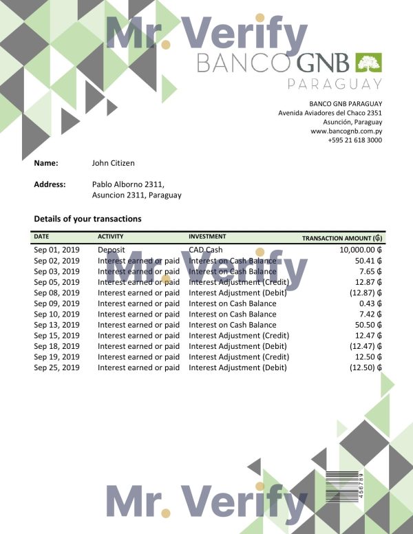 Paraguay Banco Continental S.A.E.C.A. bank statement template in Word and PDF format good for address prove 600x776 - Cart