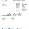 Philippines National Bank (PNB) proof of address bank statement template in Word and PDF format
