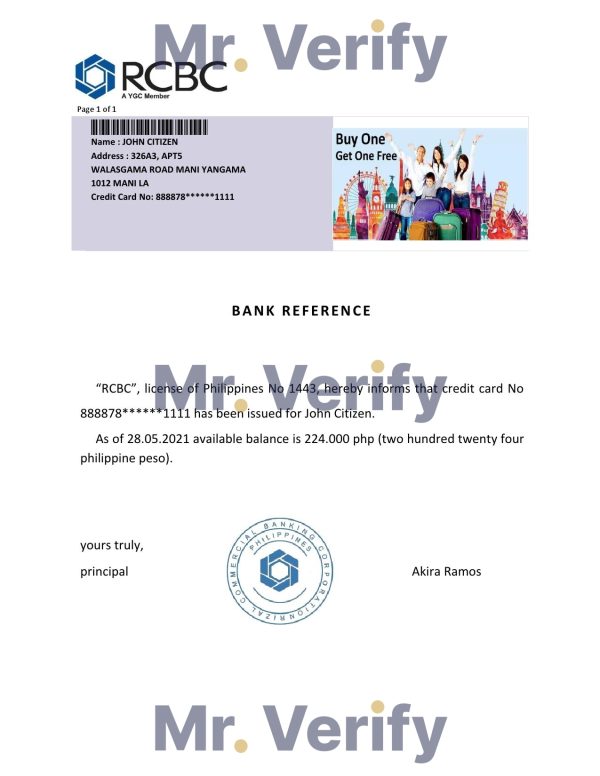 Download Philippines RCBC Bank Reference Letter Templates | Editable Word