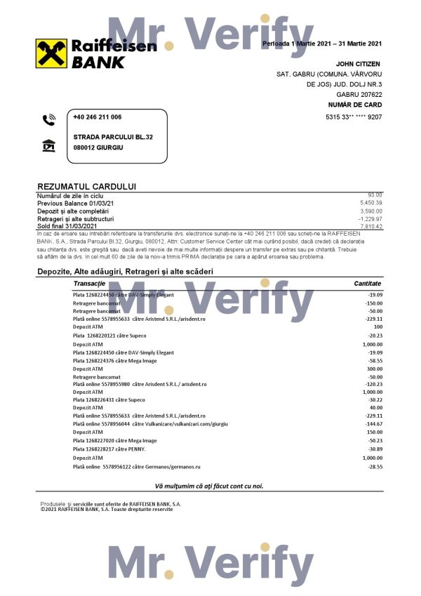 Romania Raiffeisen bank statement template in Excel and PDF format in Romanian language 600x849 - Cart