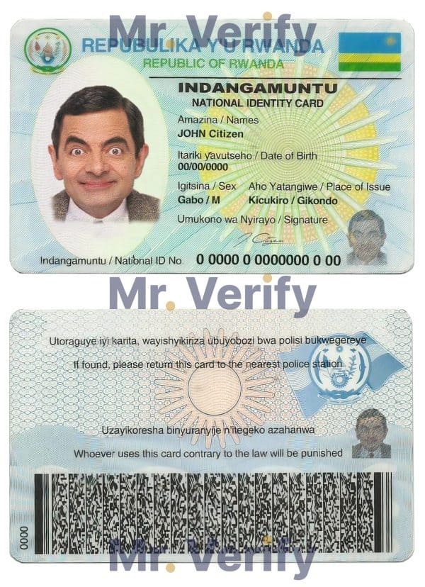 Rwanda ID card template in PSD format, fully editable
