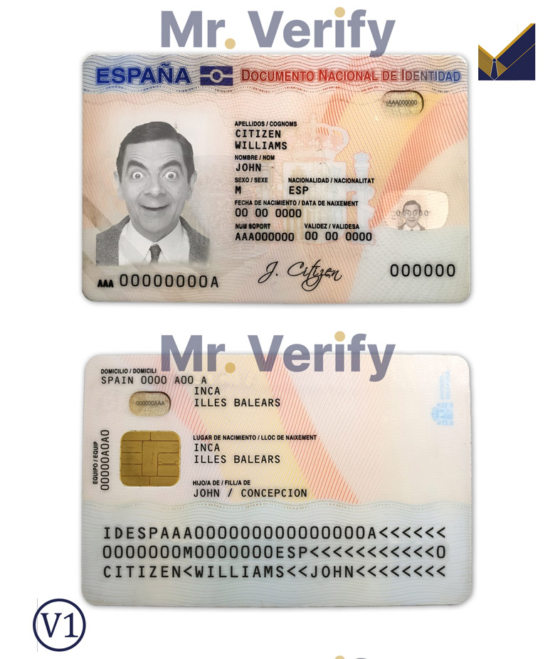 Spain ID template in PSD format, fully editable, with all fonts