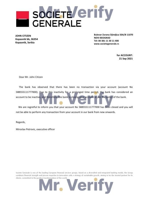 Download Serbia Societe Generale Bank Reference Letter Templates | Editable Word