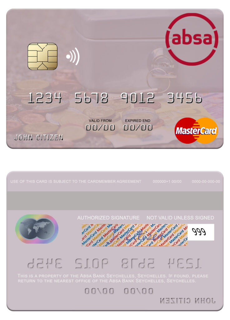 Fillable Seychelles Absa Bank Seychelles mastercard Templates | Layer-Based PSD