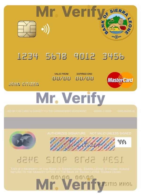 Fillable Sierra Leone Bank of Sierra Leone mastercard Templates | Layer-Based PSD