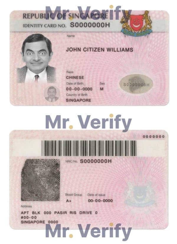 Singapore identity card PSD template, completely editable