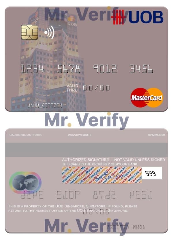 Fillable Singapore UOB Singapore mastercard Templates | Layer-Based PSD