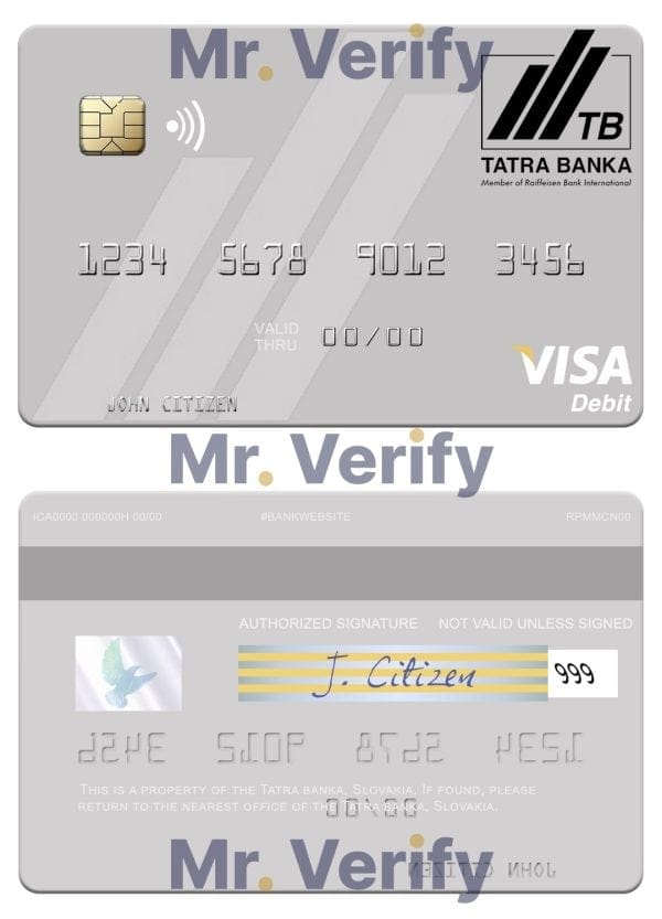 Editable Slovakia Tatra Banka visa debit card Templates in PSD Format