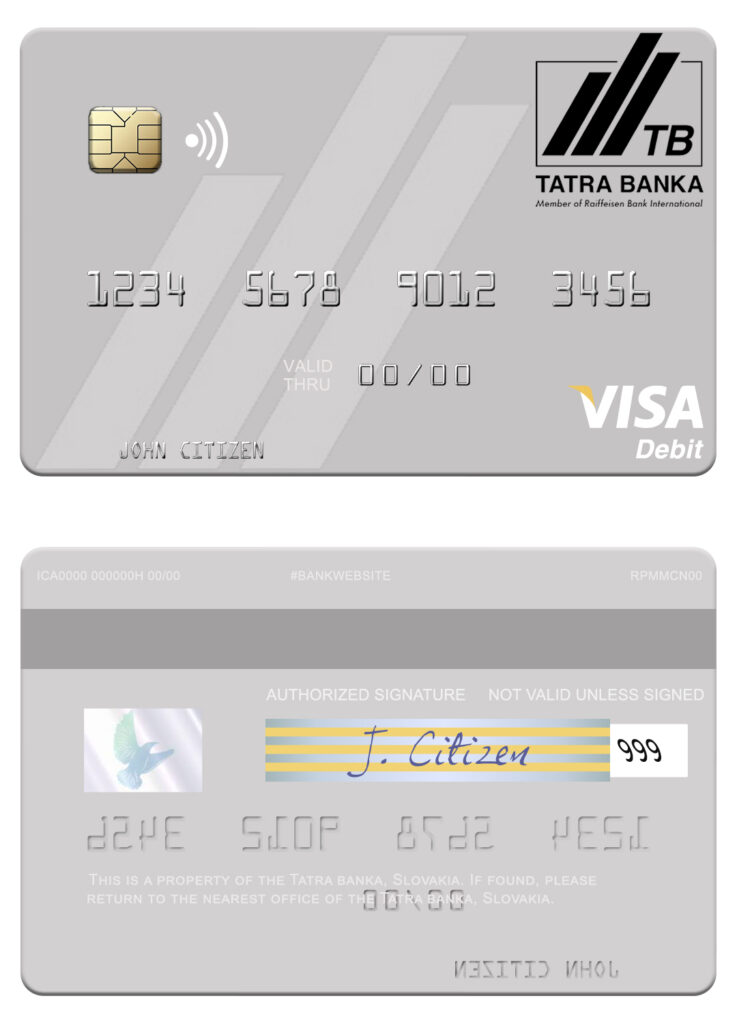 Editable Slovakia Tatra Banka visa debit card Templates in PSD Format