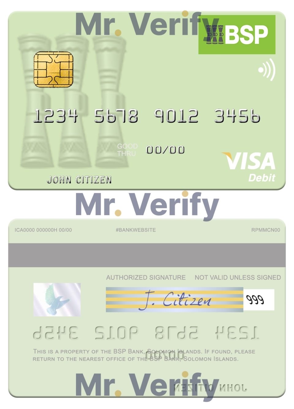 Editable Solomon Islands BSP Bank visa debit credit card Templates in PSD Format
