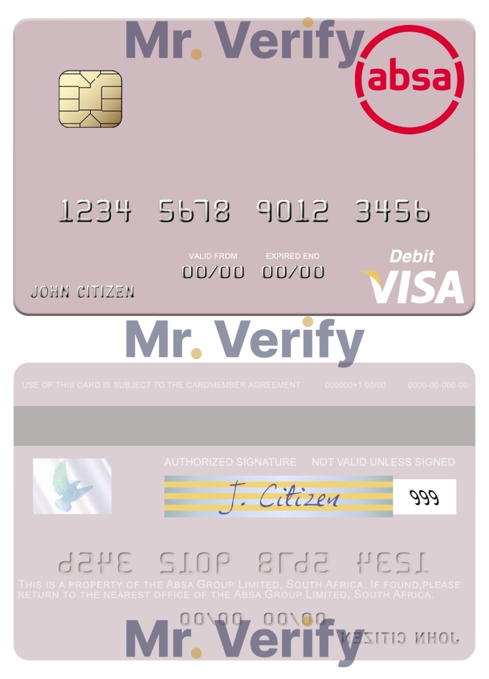 Fillable South Africa Absa Group Limited visa debit credit card Templates | Layer-Based PSD