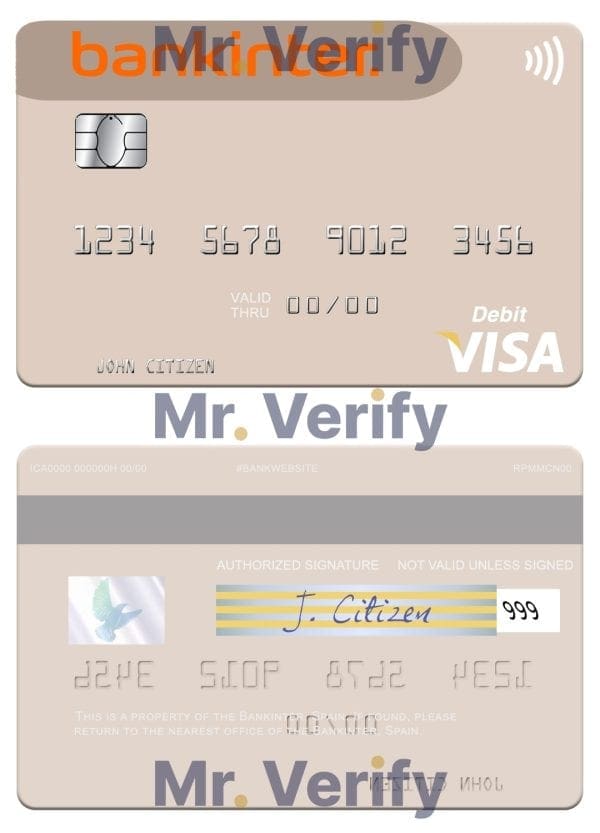Fillable Spain Bankinter visa debit card Templates | Layer-Based PSD